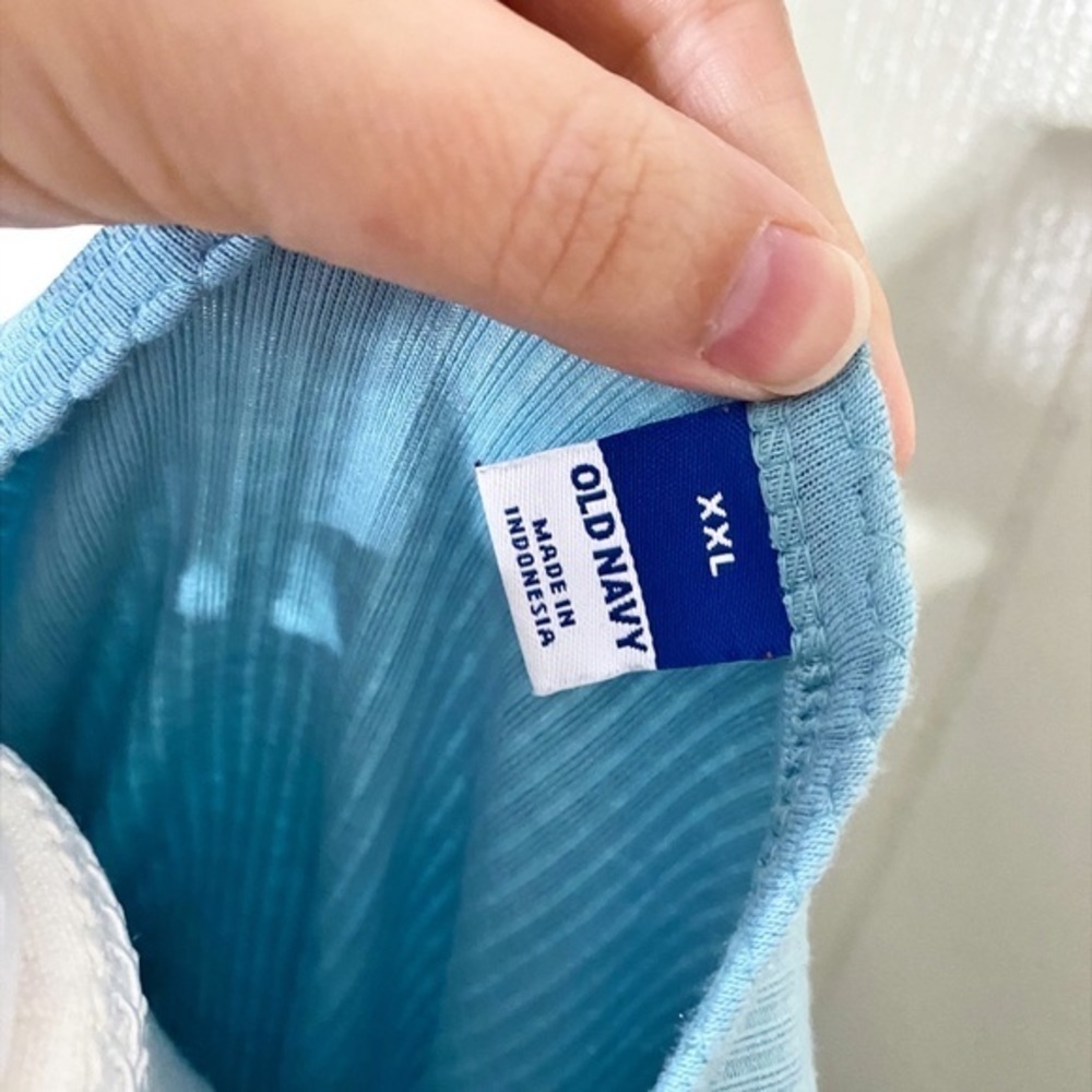 Old Navy Light Blue Short Sleeve Ribbed Shirt - Picture 2 of 5